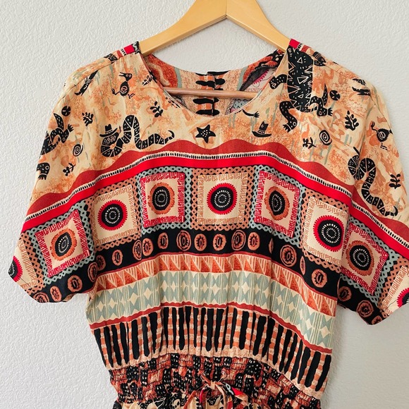 Vintage 90s wacky southwestern desert snakes coyotes funky boho jumpsuit sz M - Picture 3 of 14